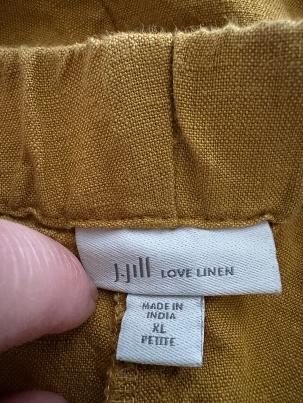 J Jill Love Linen Women's Wide-Leg Crop Pants in Mustard Yellow - Picture 3 of 3